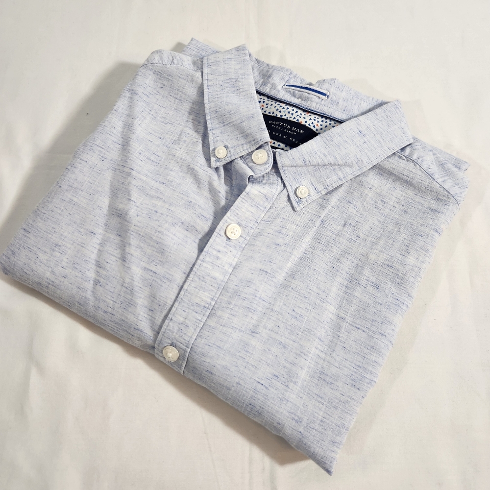Ricky Singh Cactus Man Light Blue Slim Fit Button-Down Shirt Size XL